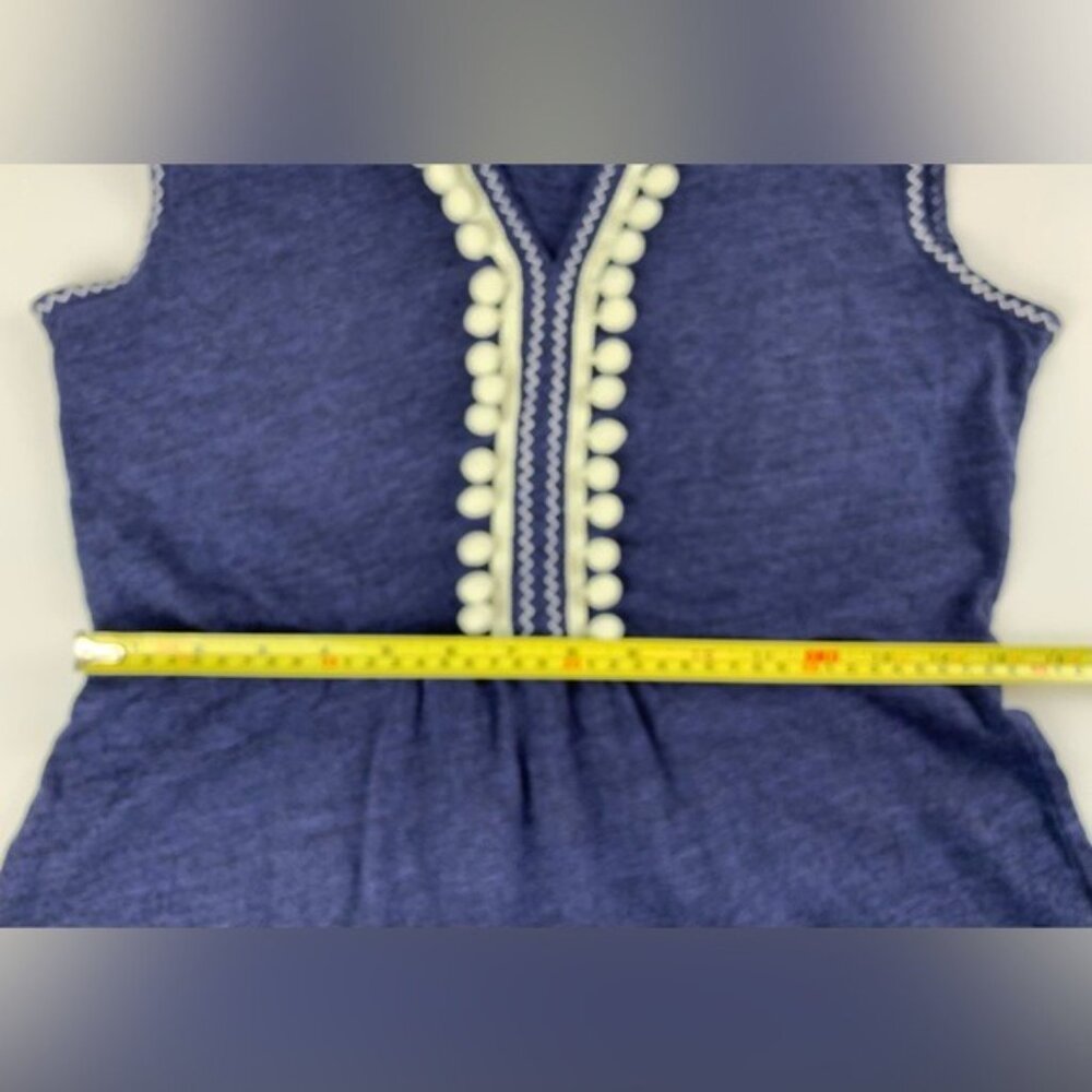 BODEN Carina Sleeveless Knit Mini Dress Navy/White Pom Poms Ric Rac Detail Sz 6R - Picture 10 of 11